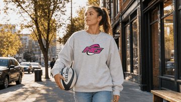 Confident female player walking outdoors wearing stylish womens rugby lifestyle apparel for everyday casual wear