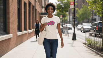 Everyday women's rugby shirt: graphic rugby tee worn casually off the pitch