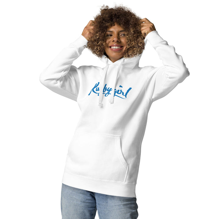 Blue Rugbygirl Text Hoodie – Stylish Fan Apparel Rugby Branded Apparel