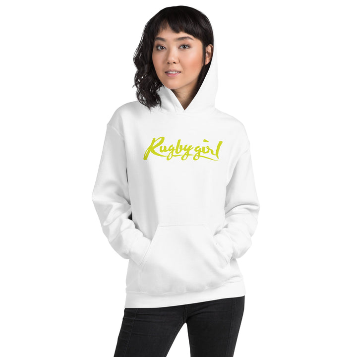 Chartreuse Rugbygirl Text Hoodie – Stylish Fan Apparel Rugby Branded Apparel