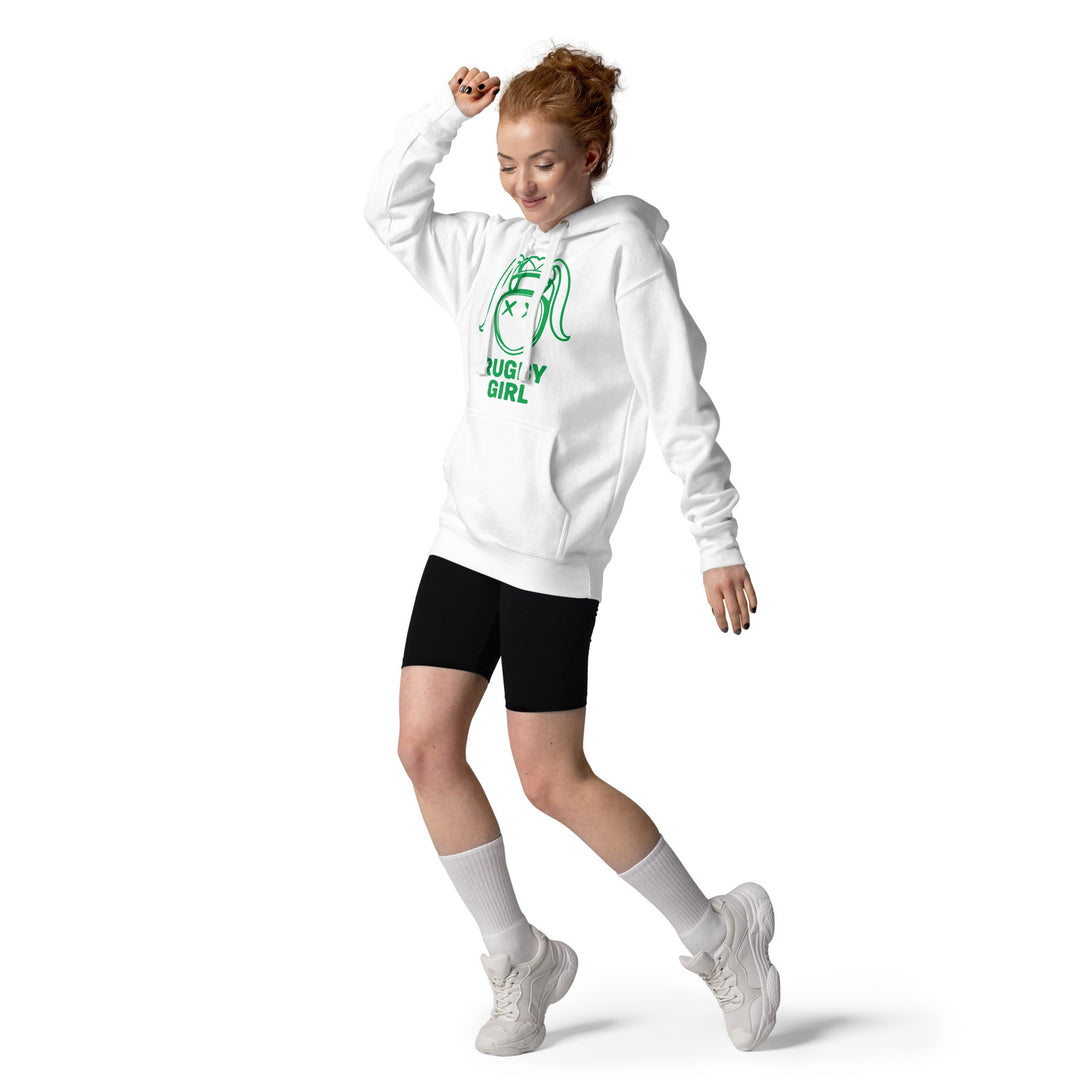 Green Rugby Girl Icon Hoodie – Stylish Fan Apparel Rugby Branded Apparel