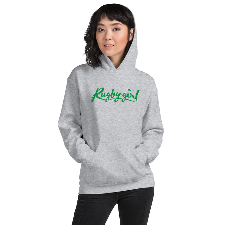 Green Rugbygirl Text Hoodie – Stylish Fan Apparel Rugby Branded Apparel