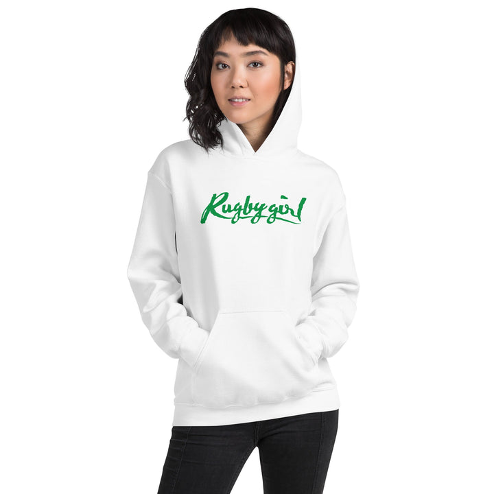 Green Rugbygirl Text Hoodie – Stylish Fan Apparel Rugby Branded Apparel