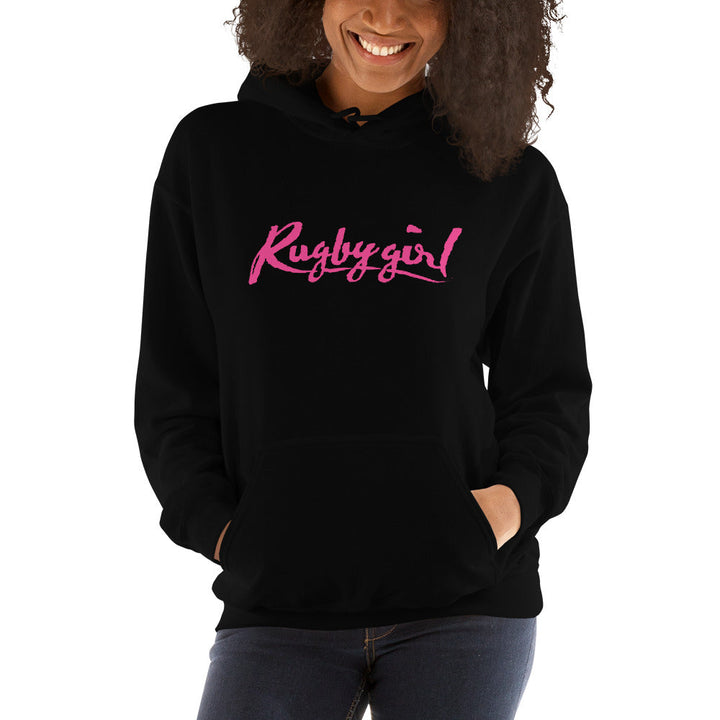 Pink Rugbygirl Text Hoodie – Stylish Fan Apparel Rugby Branded Apparel
