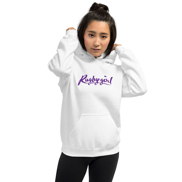 Purple Rugbygirl Text Hoodie – Stylish Fan Apparel Rugby Branded Apparel