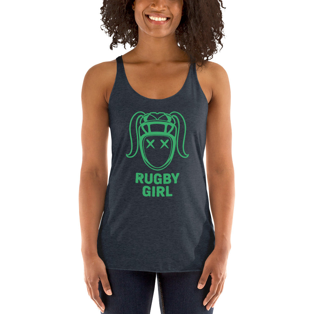 Rugby Girl Green Icon Tank Top - Stylish Fan Apparel Rugby Branded Apparel