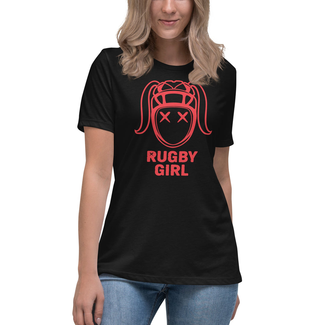 Rugby Girl Icon Tee – Bold Red Design Rugby Branded Apparel