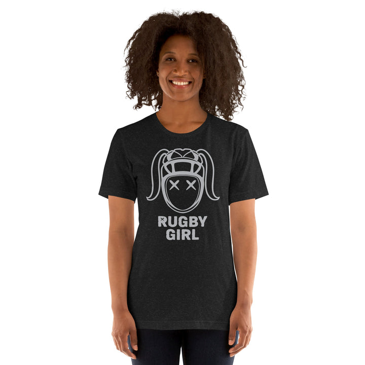 Rugby Girl Icon Tee – Sleek Gray Design Rugby Branded Apparel