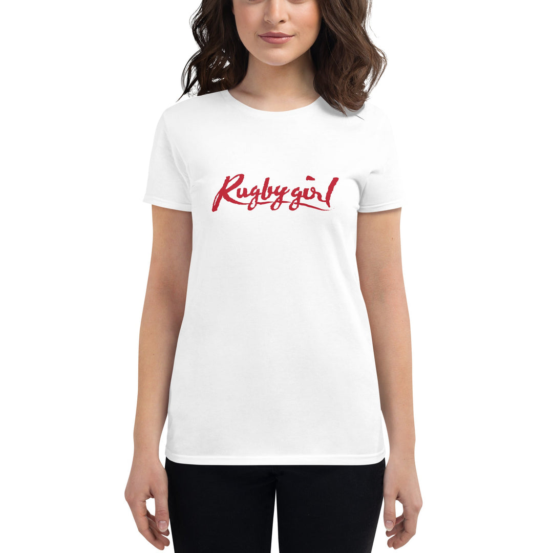 Rugby Girl Tee – Bold Red Lettering Rugby Branded Apparel