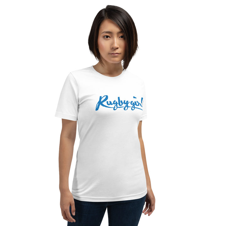 Rugby Girl Tee – Classic Blue Lettering Rugby Branded Apparel
