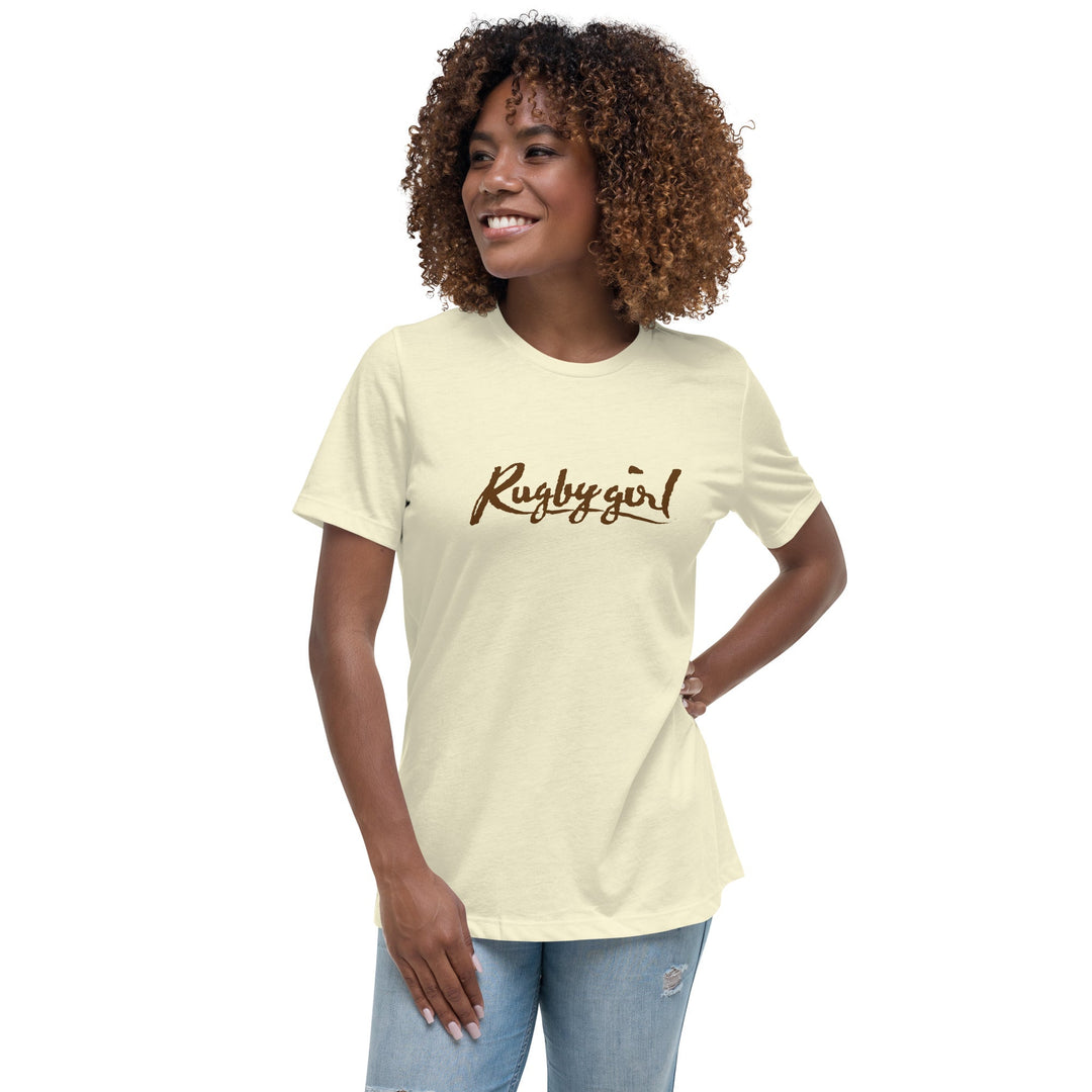 Rugby Girl Tee – Rich Chocolate Lettering Rugby Branded Apparel