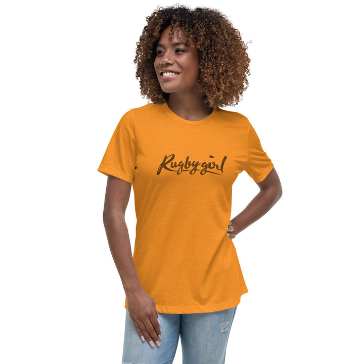 Rugby Girl Tee – Rich Chocolate Lettering Rugby Branded Apparel