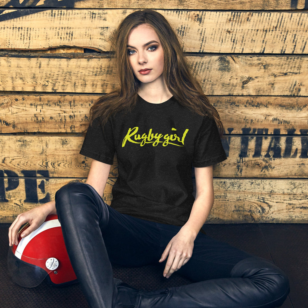 Rugby Girl Tee – Vibrant Chartreuse Lettering Rugby Branded Apparel