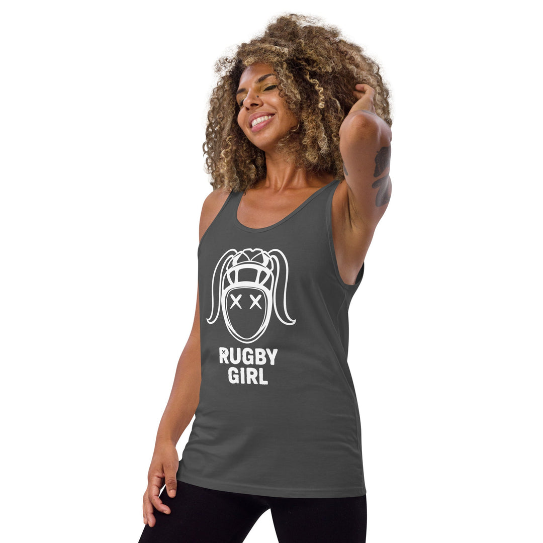 Rugby Girl White Icon Tank Top - Stylish Fan Apparel Rugby Branded Apparel