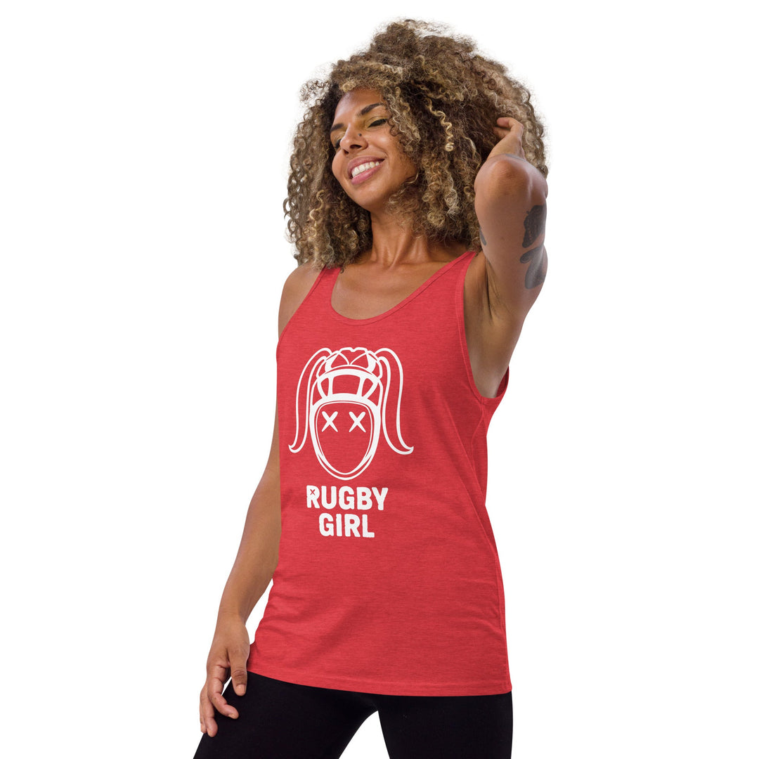 Rugby Girl White Icon Tank Top - Stylish Fan Apparel Rugby Branded Apparel