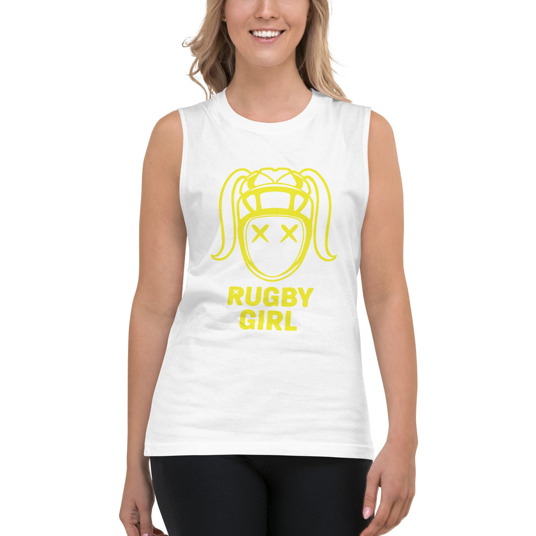 Rugby Girl Yellow Icon Tank Top - Stylish Fan Apparel Rugby Branded Apparel