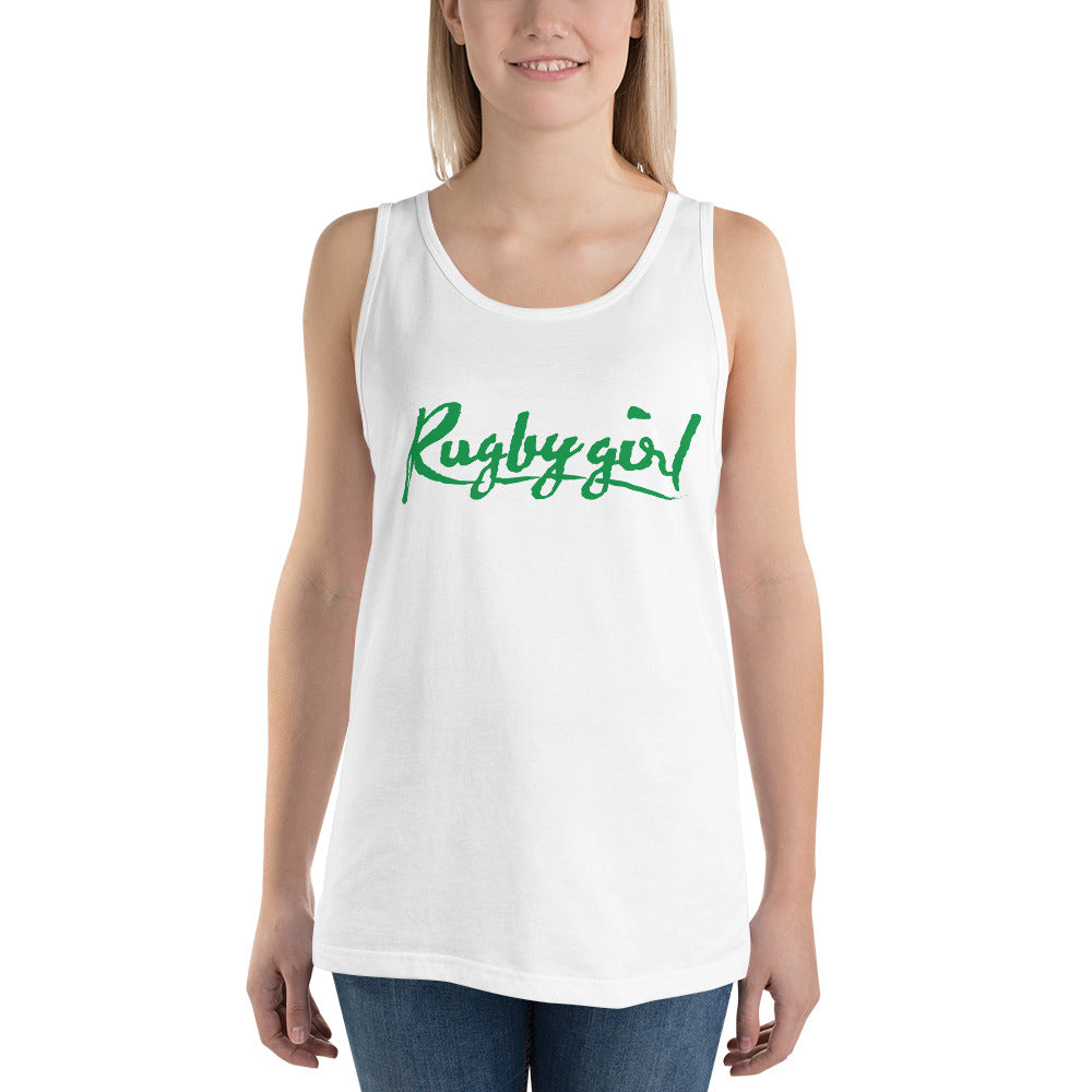 Rugbygirl Green Text Tank Top - Stylish Fan Apparel Rugby Branded Apparel