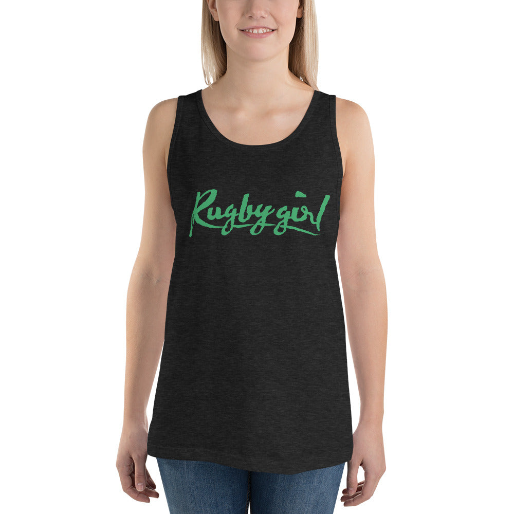 Rugbygirl Green Text Tank Top - Stylish Fan Apparel Rugby Branded Apparel