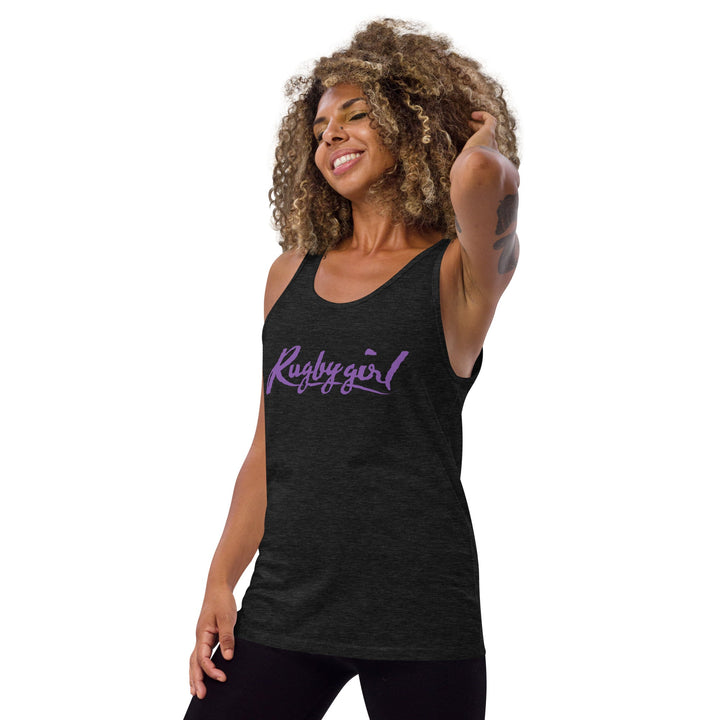 Rugbygirl Purple Text Tank Top - Stylish Fan Apparel Rugby Branded Apparel