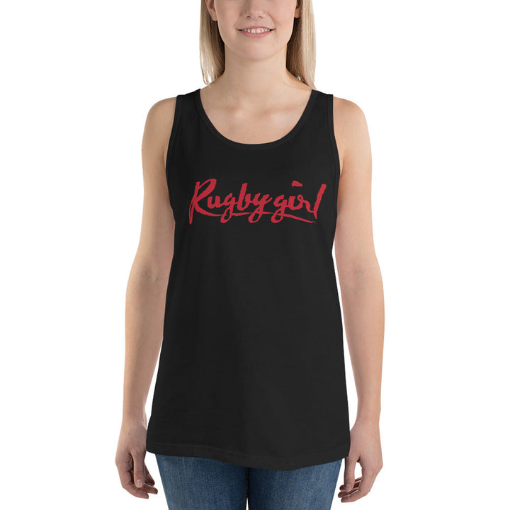 Rugbygirl Red Text Tank Top - Stylish Fan Apparel Rugby Branded Apparel