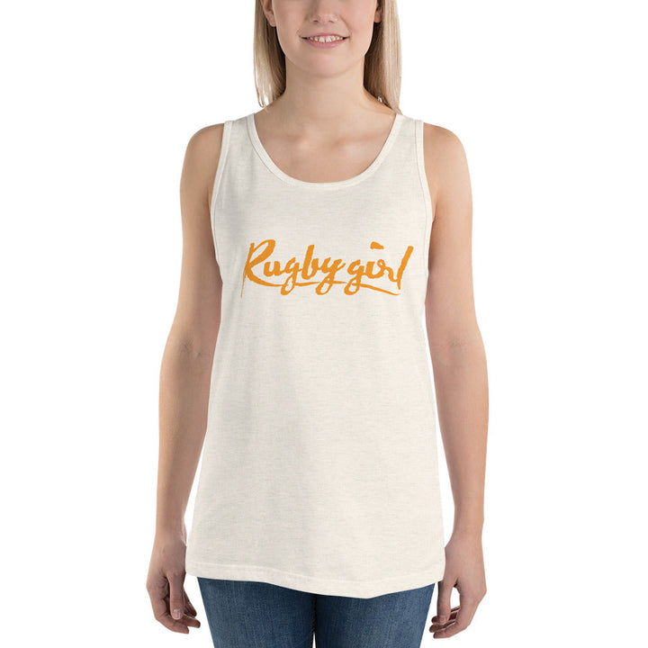 Rugbygirl Sunshine Yellow Text Tank Top - Stylish Fan Apparel Rugby Branded Apparel