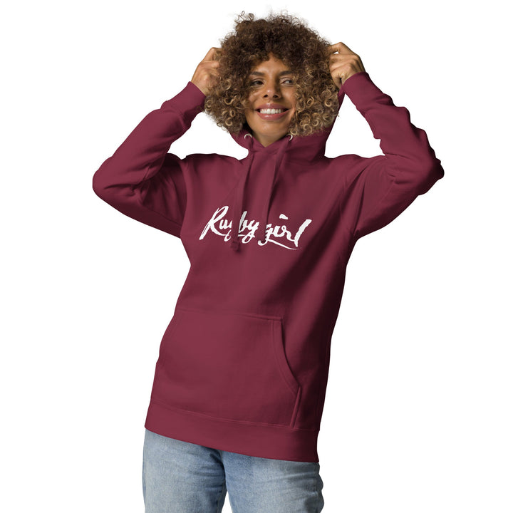 Rugbygirl White Text Hoodie – Stylish Fan Apparel Rugby Branded Apparel