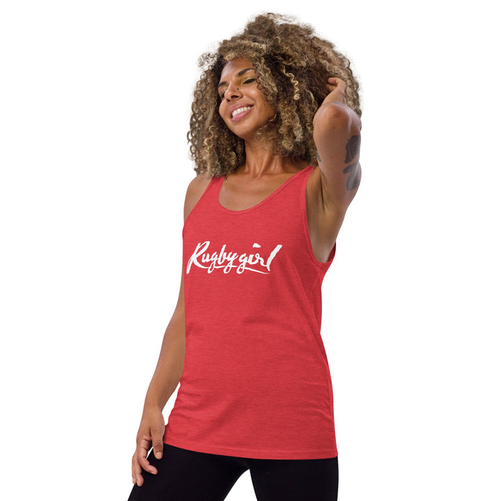 Rugbygirl White Text Tank Top - Stylish Fan Apparel Rugby Branded Apparel