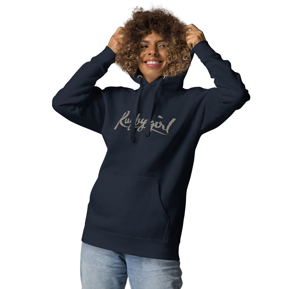 Slate Rugbygirl Text Hoodie – Stylish Fan Apparel Rugby Branded Apparel