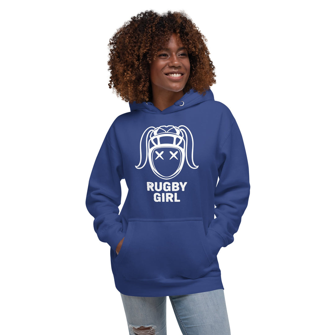 White Rugby Girl Icon Hoodie – Stylish Fan Apparel Rugby Branded Apparel