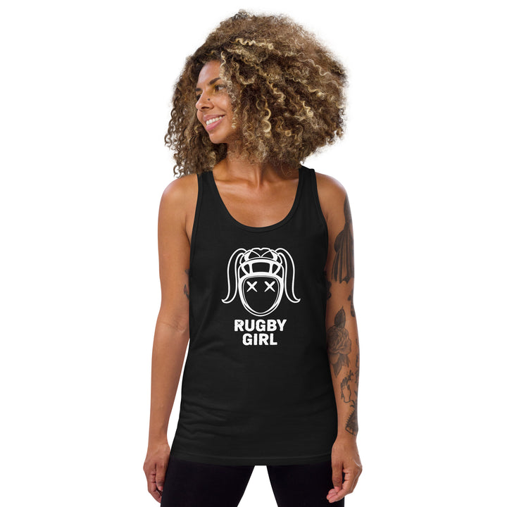 Rugby Girl White Icon Tank Top - Stylish Fan Apparel