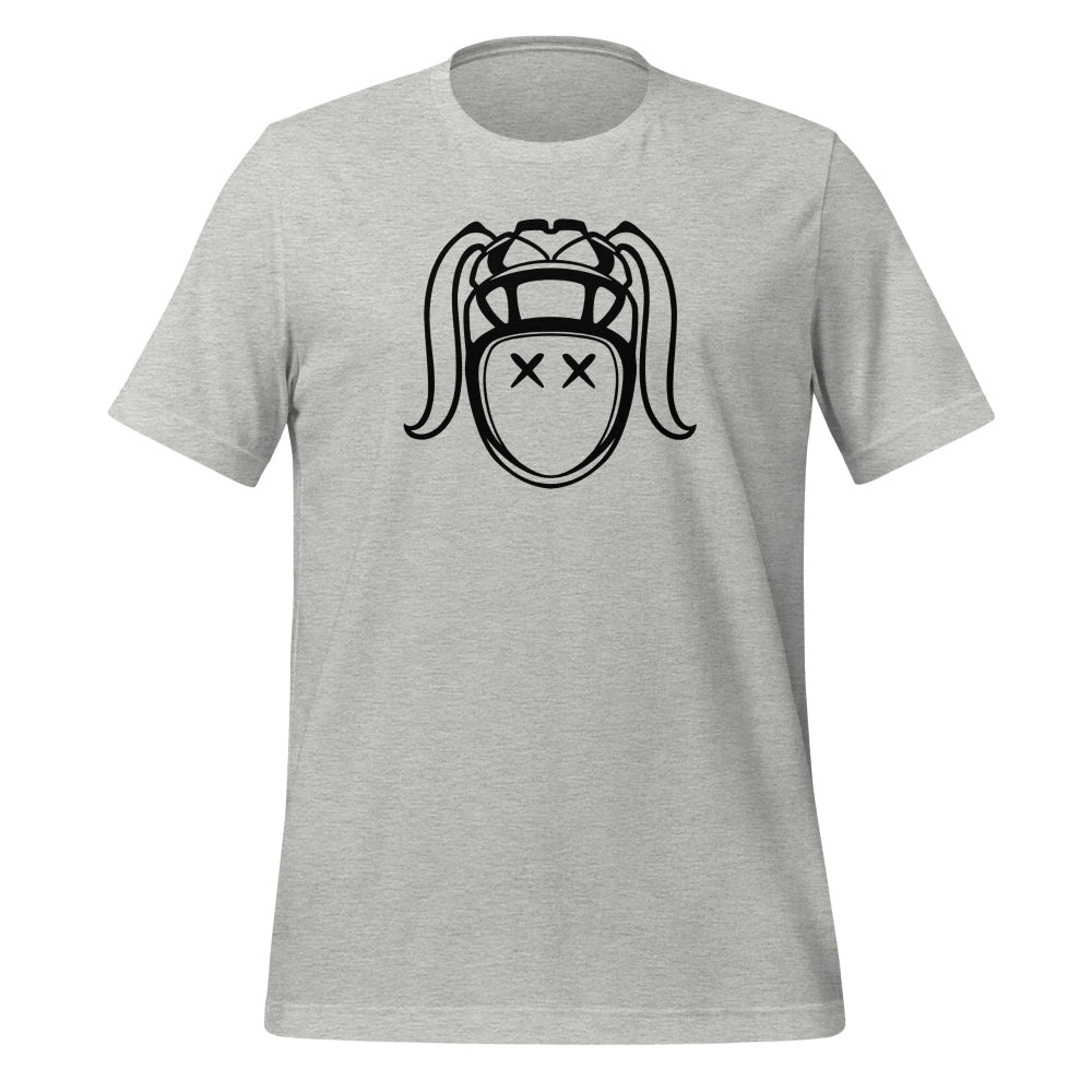 Heather gray women's rugby t-shirt with bold black rugby girl harlequin graphic on front. - Rugby Girl