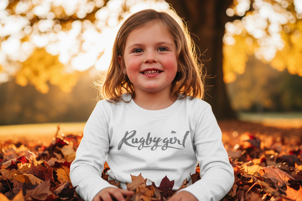 Kids' rugby long sleeve tee in grey print — Signature design by Rugby Girl